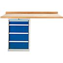 Modulare Werkbank Schäfer Shop Select, Anbaueinheit, Buche Multiplexplatte, bis 500 kg, B 1500 x T 700 x H 840 mm, Enzianblau ral 5010