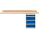 Modulare Werkbank Schäfer Shop Select, Anbaueinheit, Buche Multiplexplatte, bis 500 kg, B 2000 x T 700 x H 840 mm, Enzianblau ral 5010
