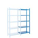 Module d'extension pour rayonnage à emboîter, avec 5 tablettes en tôle d’acier, l. 1010 x P 600 x H 2500 mm