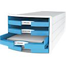 Module de classement à tiroirs Impuls 2.0 HAN, 4 tiroirs, format A4, empilable, construction ouverte, blanc/bleu clair