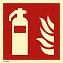 moedel brandbeveiligingsbord "Brandblusser", volgens ISO 7010 F001, PVC-U zelfklevend, fotoluminescent, B 200 x H 200 mm