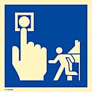 moedel brandveiligheidsbord "huisalarm (brandalarm ontruiming)", volgens ISO 7010 F001, kunststof, fotoluminescent, B 148 x H 148 mm