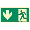 moedel Fluchtwegschild „Notausgang links“, nach ISO 7010 E001, Kunststoff, langnachleuchtend, B 400 x H 200 mm
