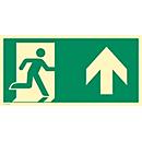 moedel Fluchtwegschild „Notausgang rechts Pfeil oben“, nach ISO 7010 E002, Aluminium 1,8 mm, langnachleuchtend, B 594 x H 297 mm