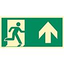 moedel Fluchtwegschild „Notausgang rechts Pfeil oben“, nach ISO 7010 E002, Kunststoff selbstklebend, langnachleuchtend, B 400 x H 200 mm
