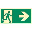 moedel Fluchtwegschild „Notausgang rechts Pfeil rechts“, nach ISO 7010 E002, Kunststoff, langnachleuchtend, B 400 x H 200 mm
