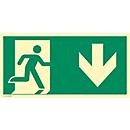 moedel Fluchtwegschild "Notausgang rechts Pfeil unten", nach ISO 7010 E002, Kunststoff, langnachleuchtend, B 297 x H 148 mm