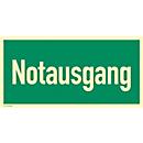 moedel Hinweisschild „Notausgang“, Leuchtklasse C, 160 mcd/m², L 148 x B 297 mm, selbstklebend, Folie, grün