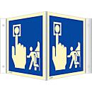moedel Panneau d'angle Alarme de maison (évacuation par détecteur d'incendie), selon ISO 7010 F005, aluminium, photoluminescent, L 200 x H 200 mm