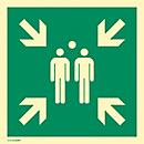 moedel Panneau de secours "Poste de rassemblement", selon ISO 7010 E007, aluminium, photoluminescent, L 400 x H 400 mm