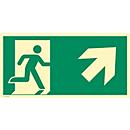 moedel Panneau de signalisation 'Sortie de secours droite oblique en haut', EN ISO 7010, classe d'éclairage C, 160 mcd/m², jusqu'à 14,8 m, autocollant, L 148 x l 297 mm, film, vert