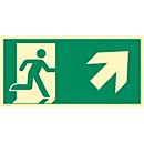 moedel Panneau de signalisation "Sortie de secours droite oblique en haut", EN ISO 7010, classe d'éclairage C, 160 mcd/m², jusqu'à 14,8 m, L 148 x l 297 mm, aluminium, vert