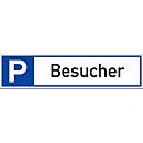 moedel Parkplatzschild „Besucher“, für die Wand- und Pfostenmontage, L 460 x B 100 mm, Aluminium, weiss-schwarz-blau