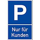 moedel Parkplatzschild „Nur für Kunden“, für die Wand- und Pfostenmontage, L 400 x B 250 mm, Aluminium, weiß-schwarz-blau