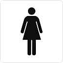 moedel Piktogramm Hinweisschild „WC Damen“, selbstklebend, L 160 x B 160 mm, Folie, schwarz-weiss