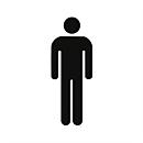 moedel Piktogramm Hinweisschild „WC Herren“, selbstklebend, L 160 x B 160 mm, Folie, schwarz-weiss