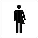 moedel Piktogramm Hinweisschild „WC Unisex/Divers“, selbstklebend, L 160 x B 160 mm, Folie, schwarz-weiss