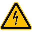 moedel waarschuwingsbord 'Waarschuwing voor elektrische spanning' volgens ISO 7010, zelfklevende folie, zijlengte 20 mm, 12 stuks/vel