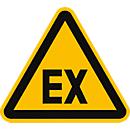 moedel waarschuwingsbord "Waarschuwing voor explosieve atmosfeer", volgens DIN 4844-2 D-W021, zelfklevende folie, lengte zijde 200 mm