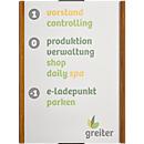 moedel wandbord LMH, DIN A4, staand formaat, houten frame met afdekkappen, zelfklevend of schroefbevestiging, B 222 x H 297 mm, zilver/eiken