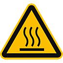 moedel Warnschild „Warnung vor heisser Oberfläche“ (W017), nach DIN EN ISO 7010, Folie selbstklebend, Seitenlänge 100 mm