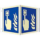 moedel Winkelschild „Hausalarm“, Aluminium, langnachleuchtend, 148 x 148 mm, DIN EN ISO 7010