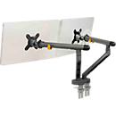 Monitorarm BakkerElkhuizen BE Flexible Dual, voor 2 monitoren, tot 10 kg, draaibaar, kantelbaar en zwenkbaar, klembreedte 80 mm, VESA-compatibel, ergonomisch, in hoogte verstelbaar van 170 tot 582 mm, donkergrijs/zwart