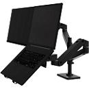 Monitorarm Ergotron LX Pro Dual Direct, für 2 Displays bis 24″, neig-/schwenk-/drehbar, höhenverstellbar, Tischhalterung, VESA, Metall, schwarz