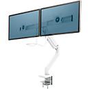 Monitorarm Fellowes® Eppa™, für 2 Displays bis 32" & je bis 8 kg, höhenverstell-/dreh-/schwenk-/neigbar, Crossbar-Design, Kabelführung, Tischklemme, weiß