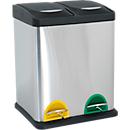 MSV poubelle en inox, 2 récipients de 8L chacun, mécanisme à pédale, poignée, pour l'intérieur et l'extérieur, inox