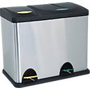 MSV poubelle en inox, 3 récipients de 8L chacun, mécanisme à pédale, poignée, pour l'intérieur et l'extérieur, inox