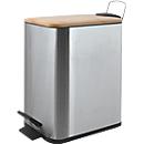 MSV Spirella Treteimer Erik, 5 l, Stahl, gebürstet, mit Bambusdeckel