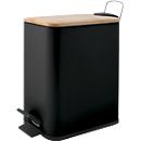 MSV Spirella Treteimer Erik, 5 l, Stahl, schwarz, mit Bambusdeckel