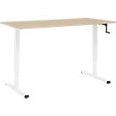Multiflex bureau, handmatig in hoogte verstelbaar met slinger, B 1600 x D 800 x H 700-1180 mm, eiken/wit