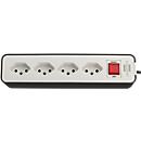 Multiprise brennenstuhl® Ecolor, 4x, angle de 90°, avec interrupteur éclairé, longueur de câble 1,5 m, IP20, plastique, noir-blanc