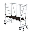 Munk folding scaffold 4-fold rungs, working height 300 mm, 150 kg, mobile, space-saving, rectangular tube uprights, Ø 125 mm castors