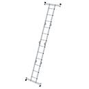 Munk multifunctionele ladder, aluminium, rechthoekige buisbomen, 4-voudige gefelste sporten, 150 kg belasting, nivello® dwarsliggers, 350 mm breed, 4x3 sporten