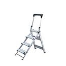 Munk opklapbare treden, aluminium, stabiele dubbele rail, antislip kunststof schoenen, opklapbare leuningen met opbergbakje, max. 150 kg, tredeoppervlak 360 x 205 mm, 4 treden