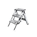 Munk opvouwbaar opstapje, 3 treden, aluminium, opvouwmechanisme, antislip, max. 150 kg, loopvlak B 360 x D 230 mm, zilver