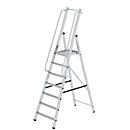 Munk platformladder, 7 treden, aluminium, stevige rechthoekige buisbomen, groot platform, voorgemonteerde leuningen, antislip ladderschoenen, 150 kg