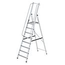 Munk platformladder, 8 treden, aluminium, stevige rechthoekige buisbomen, groot platform, voorgemonteerde leuningen, antislip ladderschoenen, 150 kg