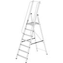 Munk Plattformleiter, 7 Stufen, Aluminium, stabile Rechteckrohr-Holme, grosse Plattform, Handläufe vormontiert, rutschsichere Leiterschuhe, 150 kg
