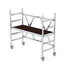 Munk rolling scaffold, door-mounted, aluminum round tube, folding frame, up to 3.0 m working height, non-slip platform, Ø 125 mm castors, space-saving, W 0.75 mm