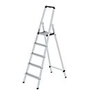 Munk Stufen-Stehleiter, Aluminium, 80 mm Stufen, max. 150 kg, rutschsicher, konische Führung, 235 mm Stufenabstand, 70° Neigung, 5 Stufen