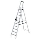 Munk Stufen-Stehleiter, Aluminium, einseitig begehbar, geriffelte Stufen, bis 150 kg, nivello® Leiterschuhe, 10 Stufen
