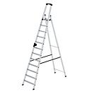 Munk Stufen-Stehleiter, Aluminium, einseitig begehbar, geriffelte Stufen, bis 150 kg, nivello® Leiterschuhe, 12 Stufen