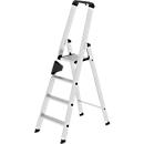 Munk Stufen-Stehleiter, Aluminium, einseitig begehbar, geriffelte Stufen, bis 150 kg, nivello® Leiterschuhe, 4 Stufen