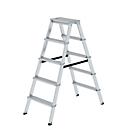 Munk Stufen-Stehleiter, beidseitig, Aluminium, 80 mm geriffelte Stufen, max. 150 kg, Spreizsicherung, 2 x 5 Stufen