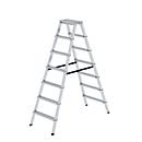 Munk Stufen-Stehleiter, beidseitig, Aluminium, 80 mm geriffelte Stufen, max. 150 kg, Spreizsicherung, 2 x 7 Stufen