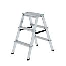 Munk Stufen-Stehleiter, beidseitig, Aluminium, 80 mm geriffelte Stufen, max. 150 kg, Spreizsicherung, 6 Stufen